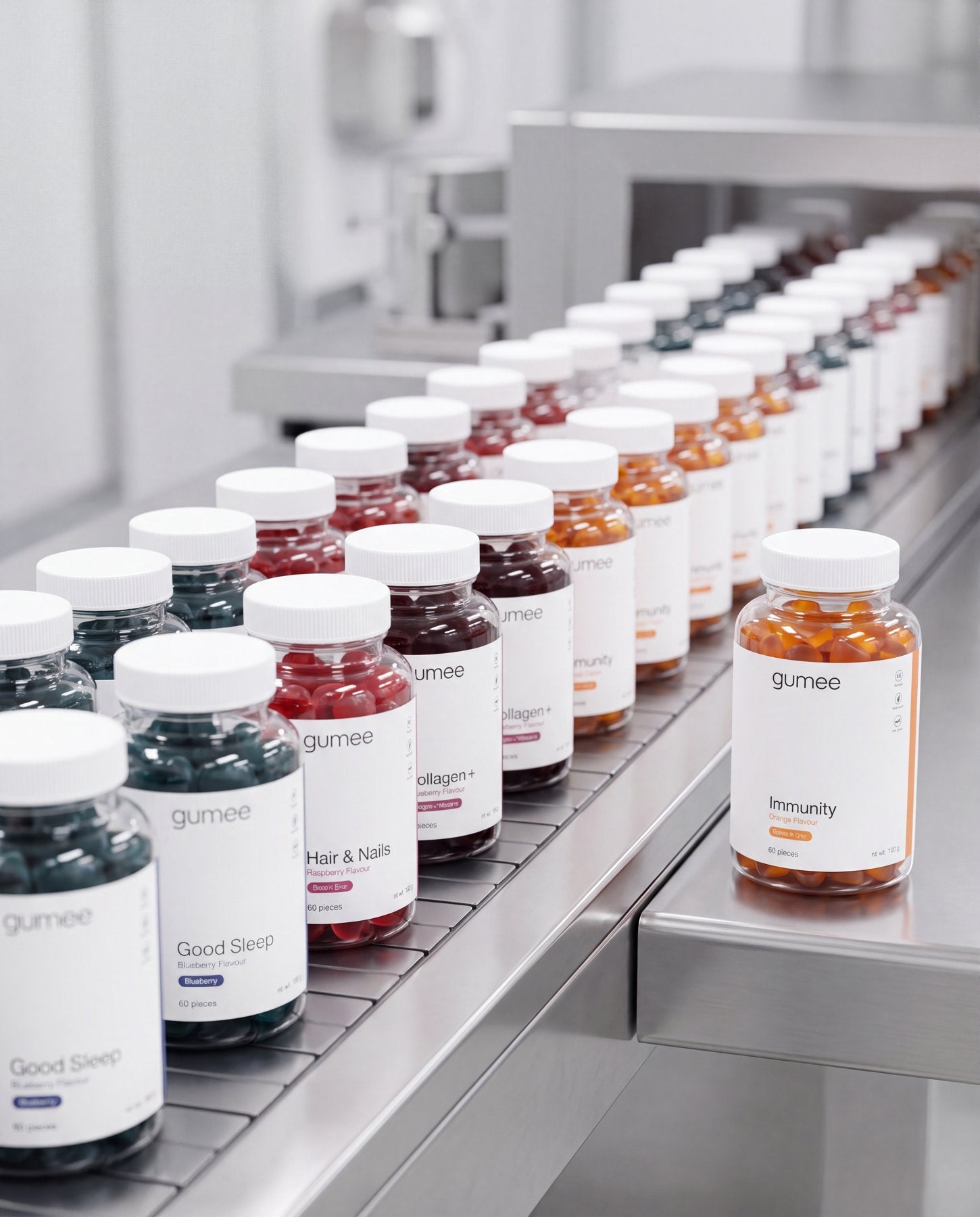 gumee gummy jars on the production line in our EU facility in Poland