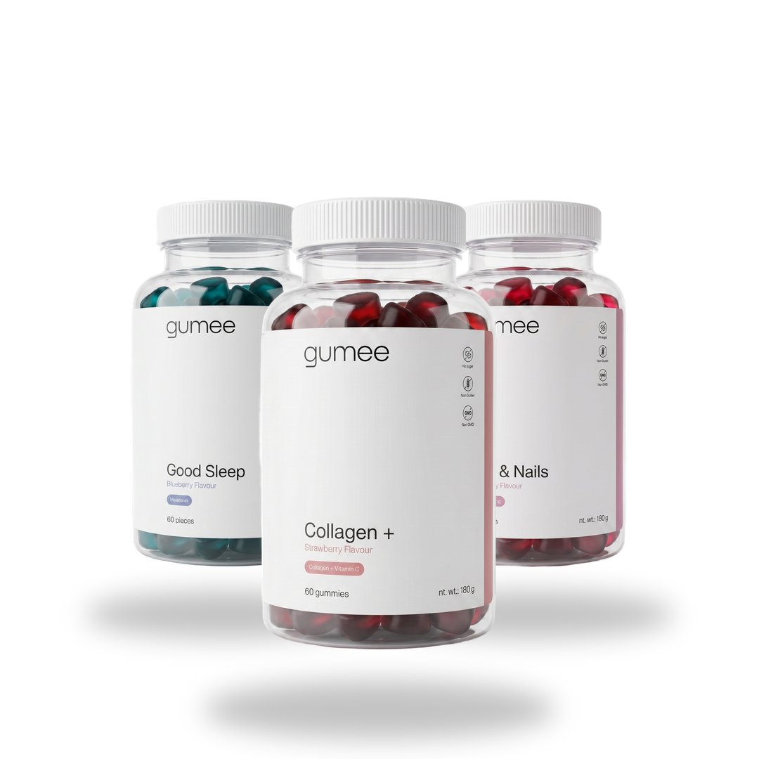 The gumee range: Good Sleep, Collagen + and Hair & Nails sugar-free gummies